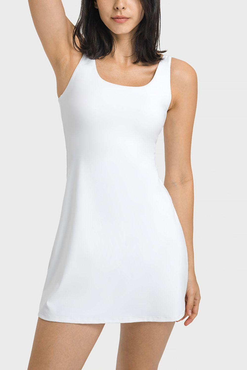 Millennia Square Neck Sports Tank Dress with Full Coverage Bottoms - Clothes For Her Online Store