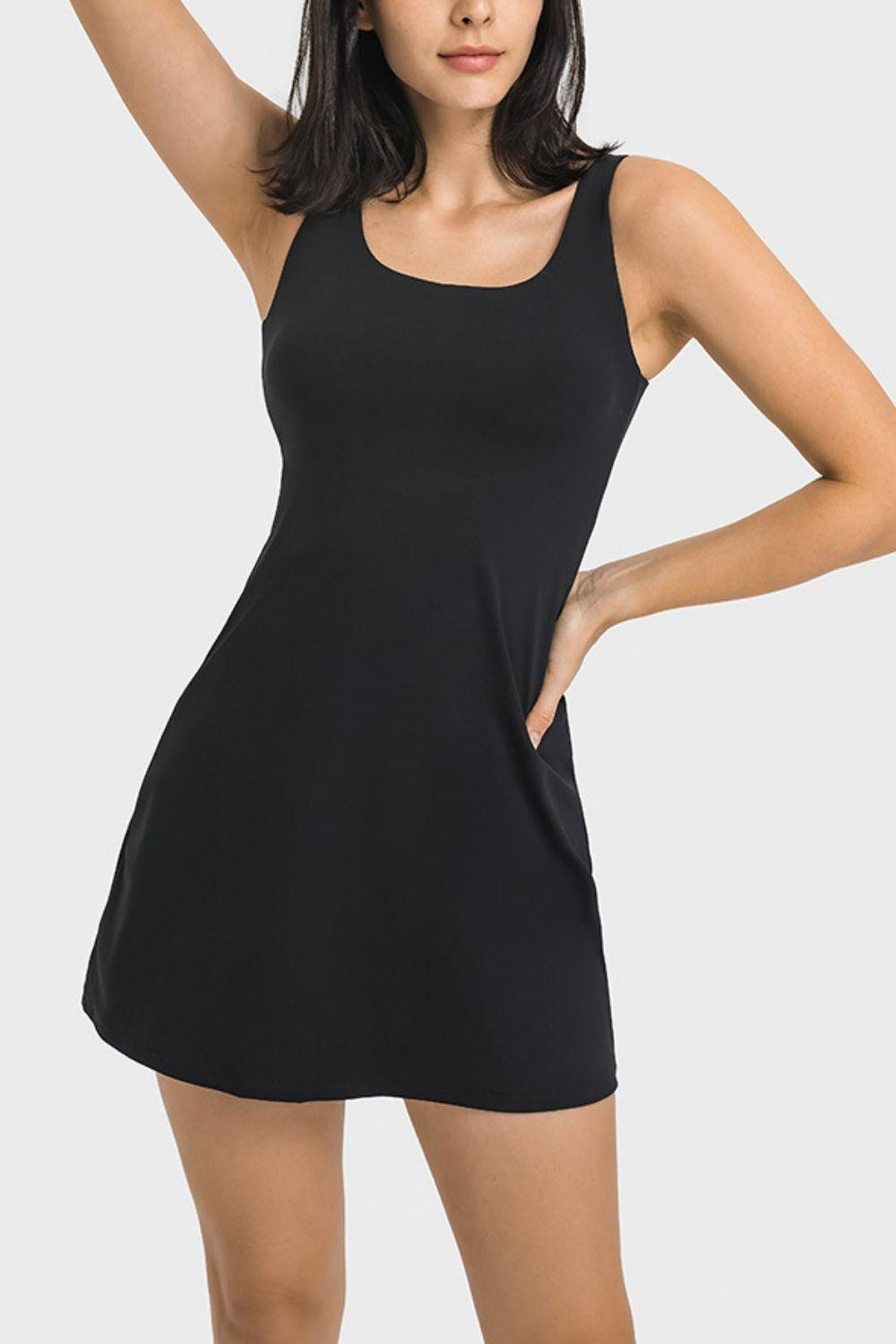 Millennia Square Neck Sports Tank Dress with Full Coverage Bottoms - Clothes For Her Online Store