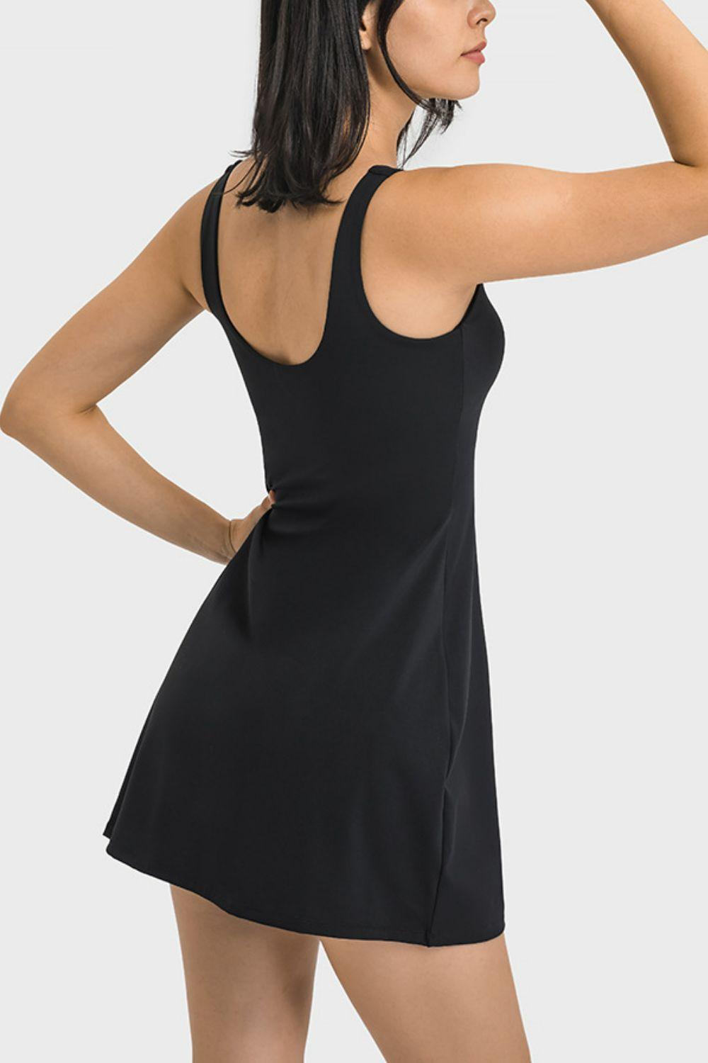 Millennia Square Neck Sports Tank Dress with Full Coverage Bottoms - Clothes For Her Online Store