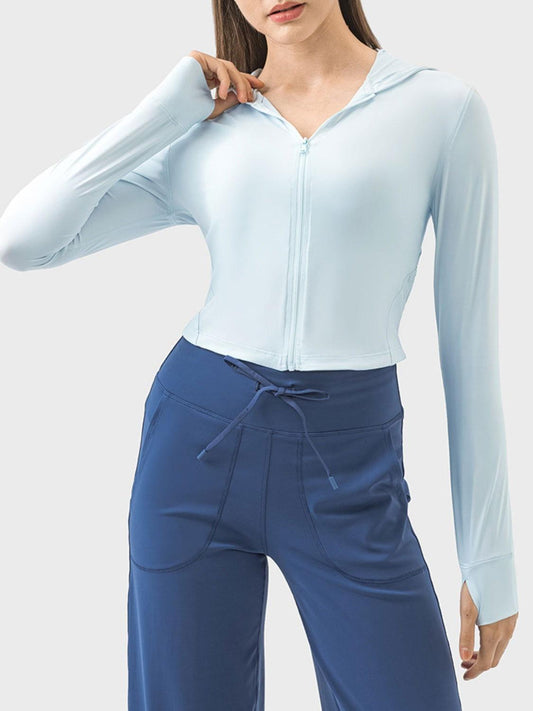Millennia Zip Up Hooded Long Sleeve Active Outerwear - Clothes For Her Online Store