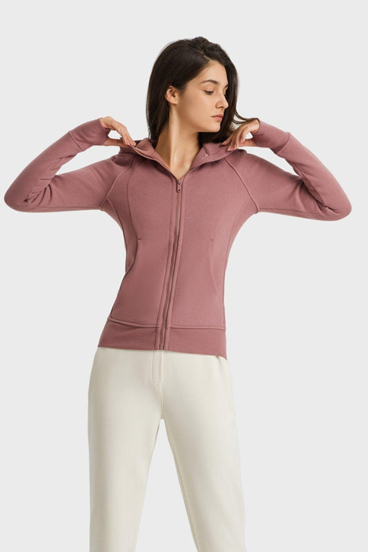 Millennia Zip Up Seam Detail Hooded Sports Jacket - Clothes For Her Online Store