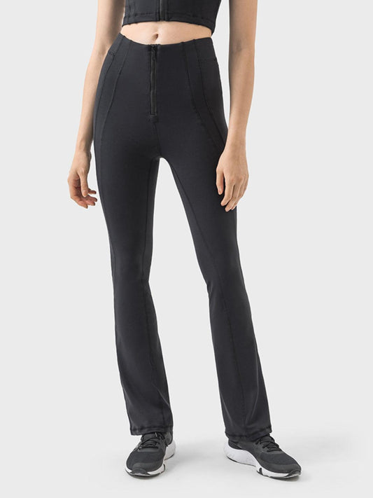 Millennia Zipper Detail High Waist Active Pants - Clothes For Her Online Store