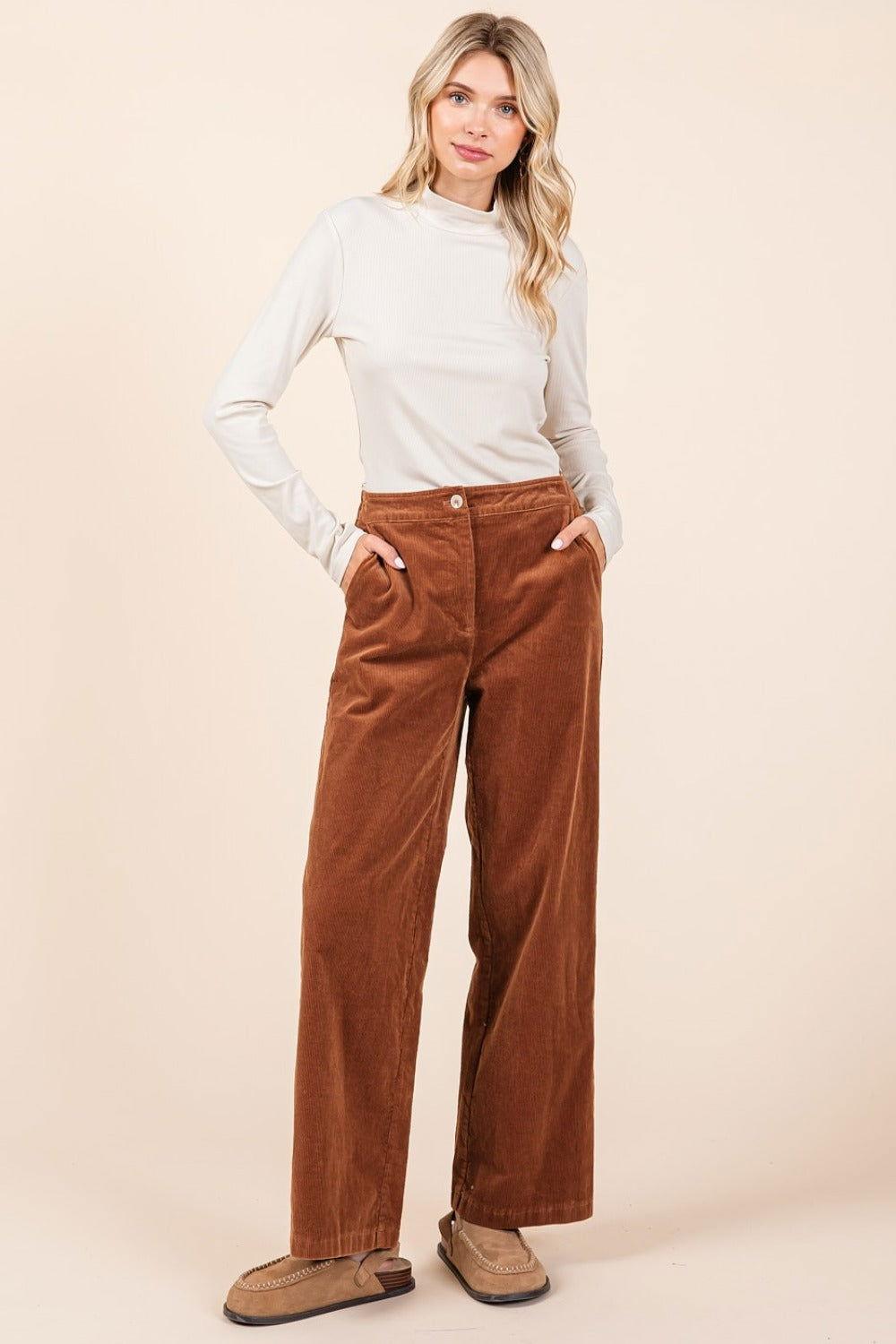 Mittoshop Corduroy Back Elastic Waist Pants - Clothes For Her Online Store