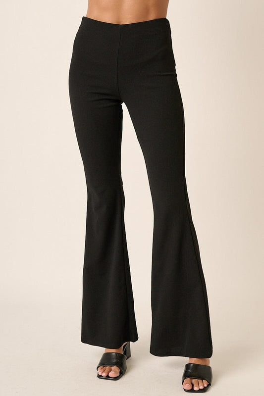 Mittoshop Crepe Knit Elastic Waist Flare Leg Pants - Clothes For Her Online Store