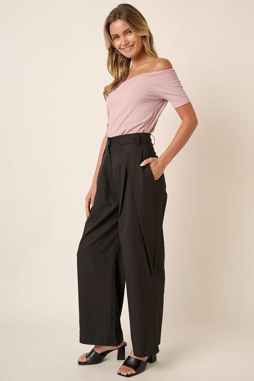Mittoshop Deep Pleated High Waisted Wide Leg Pants - Clothes For Her Online Store