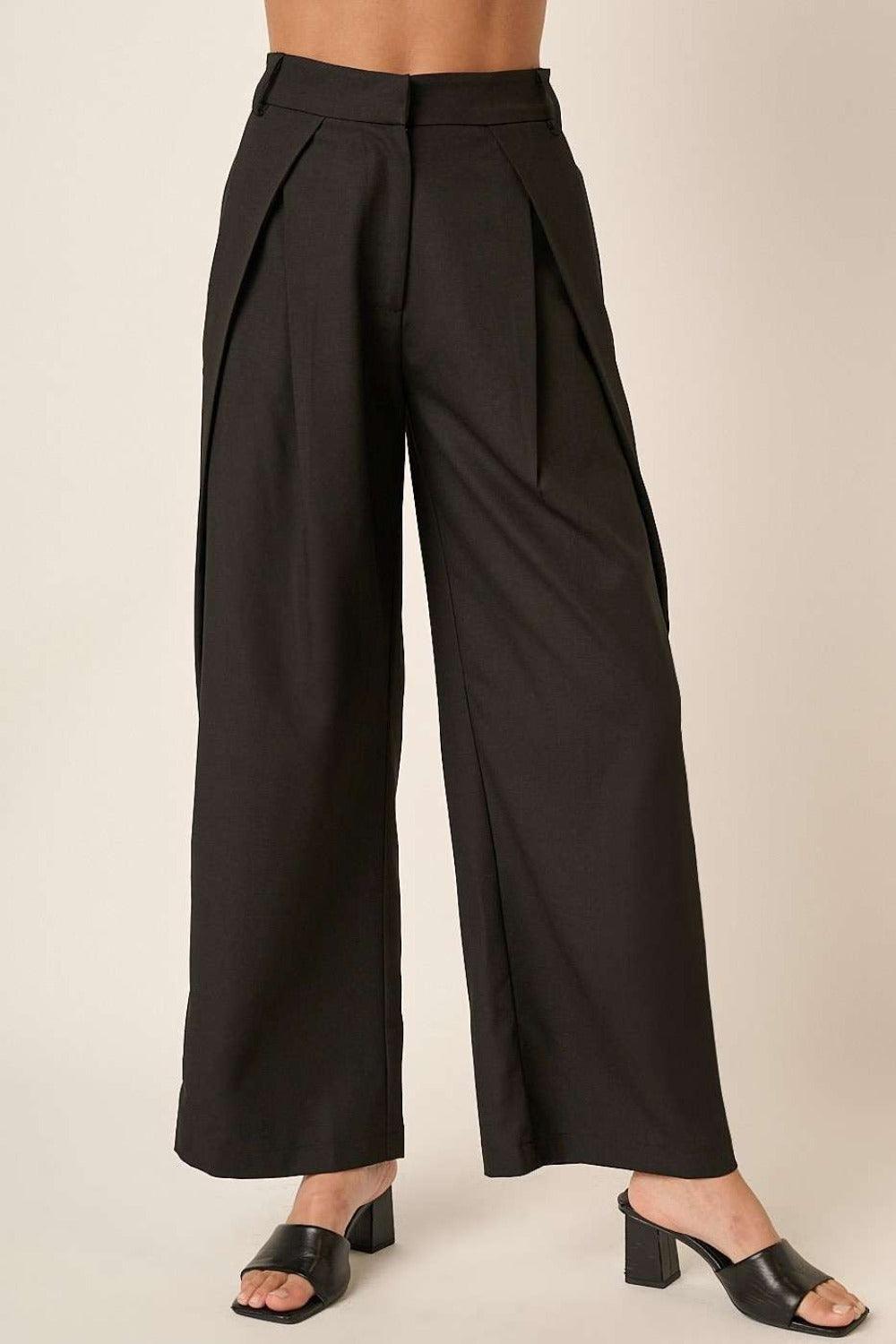 Mittoshop Deep Pleated High Waisted Wide Leg Pants - Clothes For Her Online Store