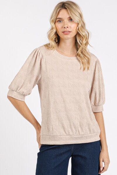 Mittoshop Fan Shell Texture Short Puff Sleeve Knit Top - Clothes For Her Online Store