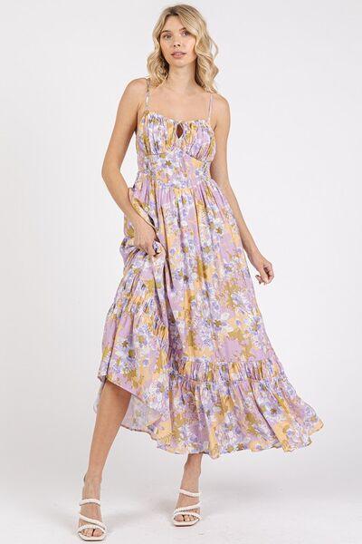 Mittoshop Floral Smocked Back Ruffled Hem Maxi Cami Dress - Clothes For Her Online Store