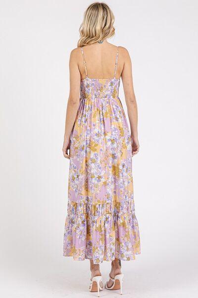 Mittoshop Floral Smocked Back Ruffled Hem Maxi Cami Dress - Clothes For Her Online Store