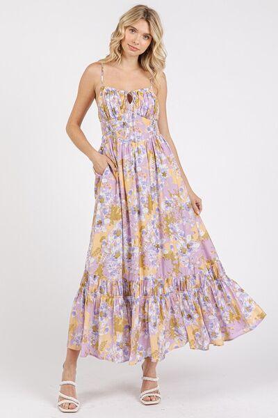 Mittoshop Floral Smocked Back Ruffled Hem Maxi Cami Dress - Clothes For Her Online Store