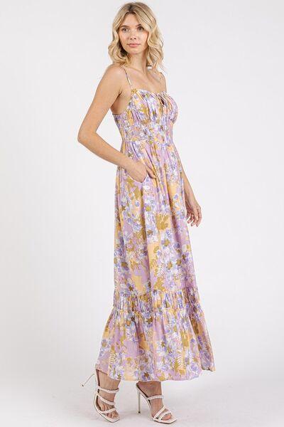 Mittoshop Floral Smocked Back Ruffled Hem Maxi Cami Dress - Clothes For Her Online Store