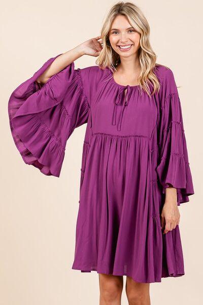 Mittoshop Frill Tie Neck Bell Sleeve Dress - Clothes For Her Online Store