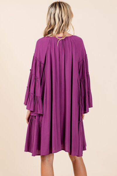 Mittoshop Frill Tie Neck Bell Sleeve Dress - Clothes For Her Online Store
