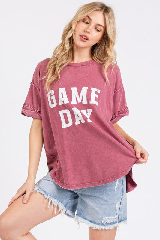 Mittoshop GAME DAY Round Neck Short Sleeve T-Shirt - Clothes For Her Online Store