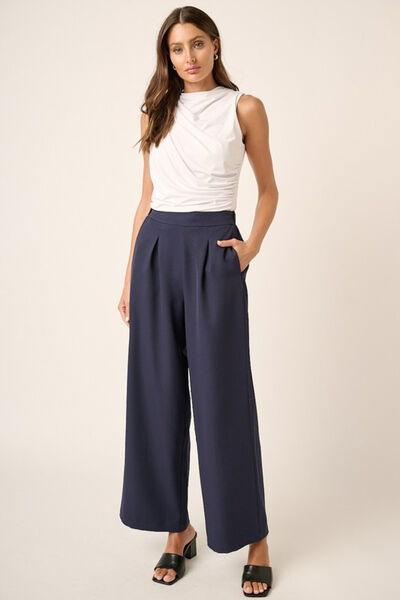 Mittoshop Inverted Pleat Detail Wide Leg Pants - Clothes For Her Online Store
