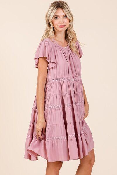 Mittoshop Lace Detail Ruffled Button Down Tiered Dress - Clothes For Her Online Store