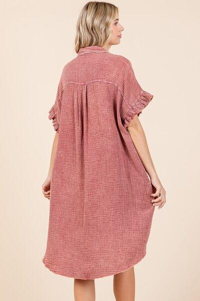 Mittoshop Mineral Wash Cotton Gauze Mini Shirt Dress - Clothes For Her Online Store