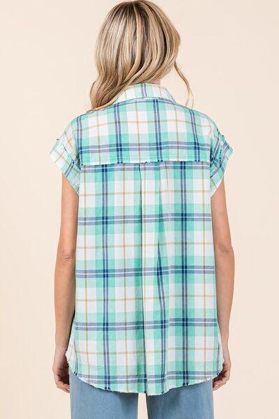 Mittoshop Mineral Wash Plaid Button Down Shirt - Clothes For Her Online Store
