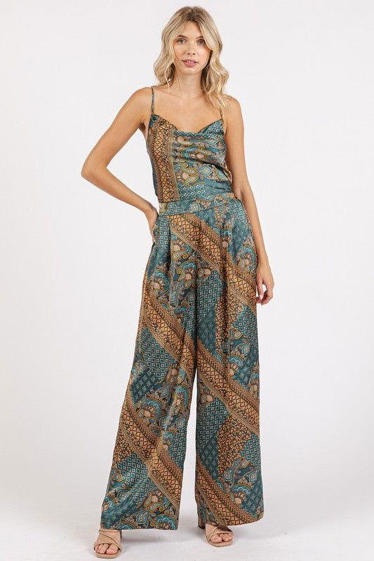 Mittoshop Paisley Patchwork Print Satin Cowl Neck Crop Cami - Clothes For Her Online Store