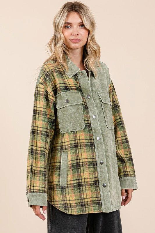 Mittoshop Plaid Button Down Drop Shoulder Jacket - Clothes For Her Online Store