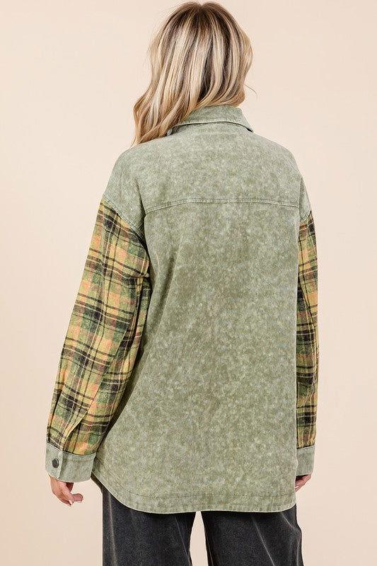 Mittoshop Plaid Button Down Drop Shoulder Jacket - Clothes For Her Online Store