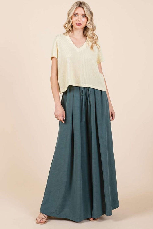 Mittoshop Pleated Wide Leg Pants - Clothes For Her Online Store
