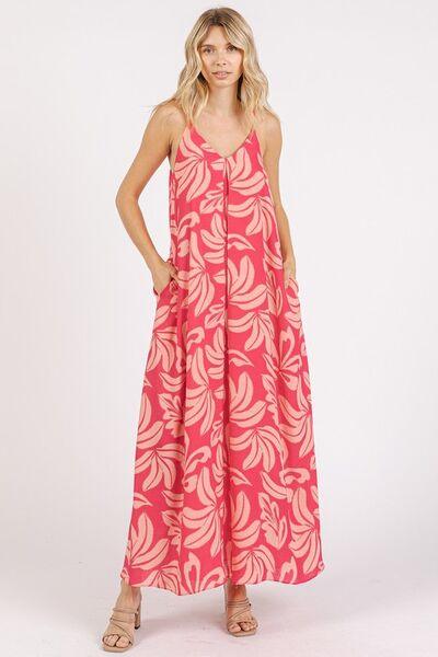 Mittoshop Printed V-Neck Maxi Cami Dress with Pockets - Clothes For Her Online Store
