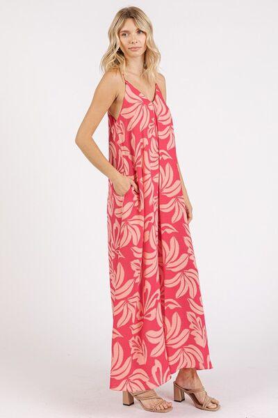 Mittoshop Printed V-Neck Maxi Cami Dress with Pockets - Clothes For Her Online Store