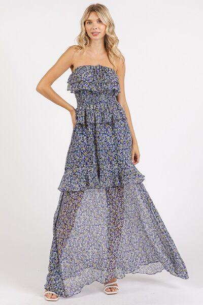 Mittoshop Ruffled Smocked Floral Halter Neck Maxi Dress - Clothes For Her Online Store