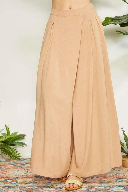 Mittoshop Wrap Pleating Detail Wide Leg Pants - Clothes For Her Online Store