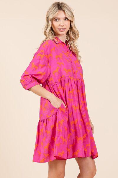 Mittoshop Zebra Print Button Down Shirt Mini Dress - Clothes For Her Online Store