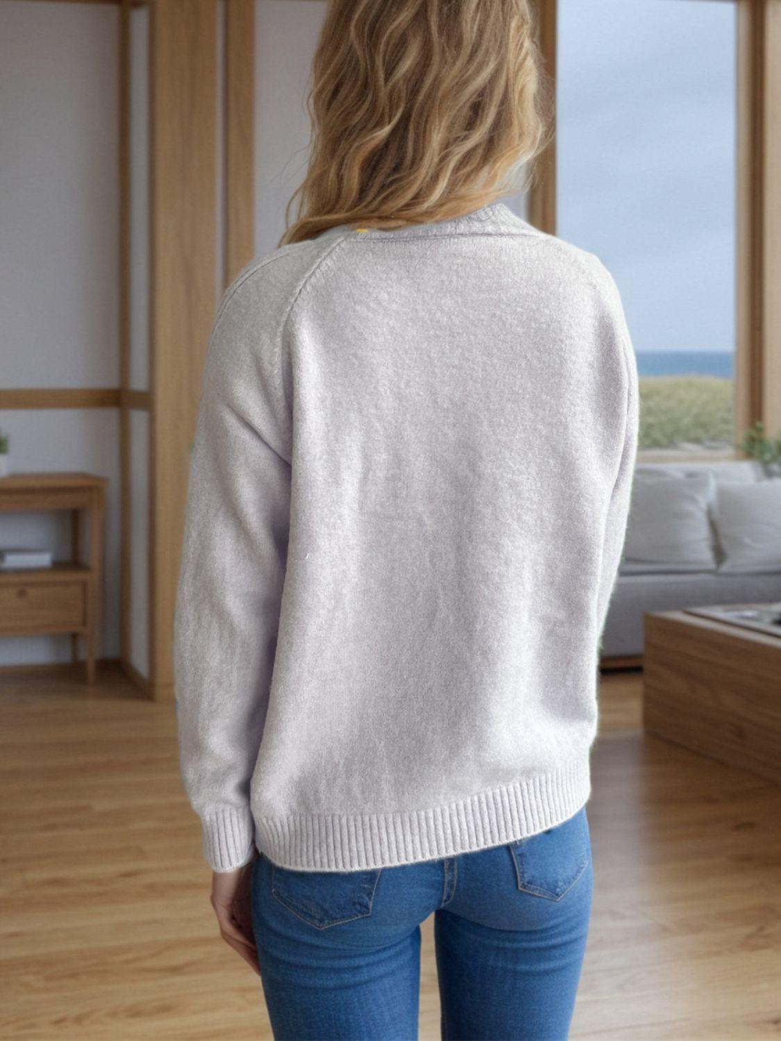 Mock Neck Long Sleeve Sweater - Clothes For Her Online Store