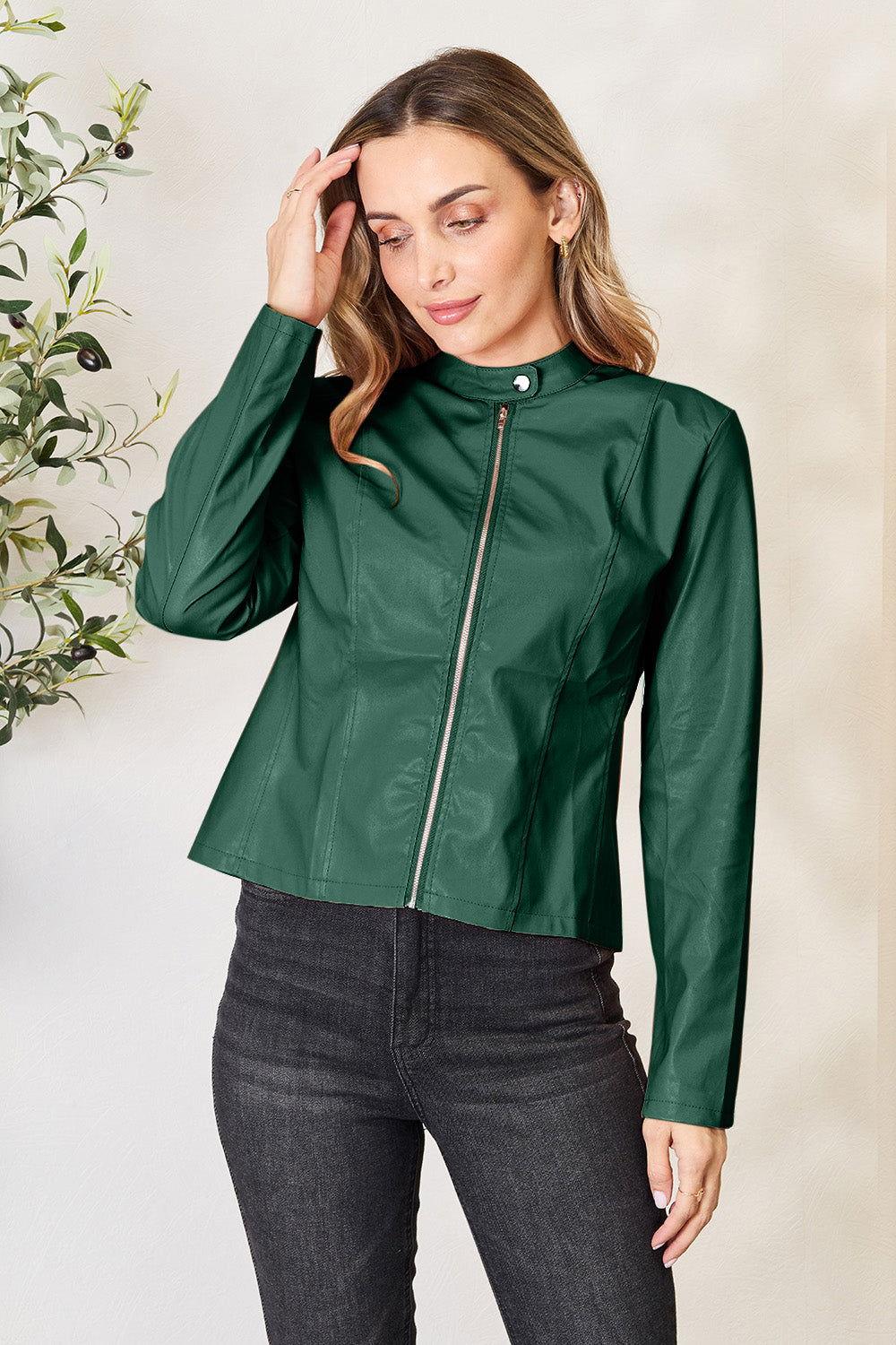 Mock Neck Zip Up Jacket - Clothes For Her Online Store