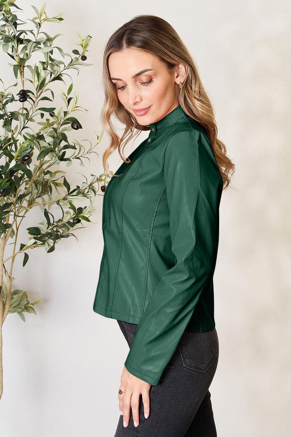 Mock Neck Zip Up Jacket - Clothes For Her Online Store