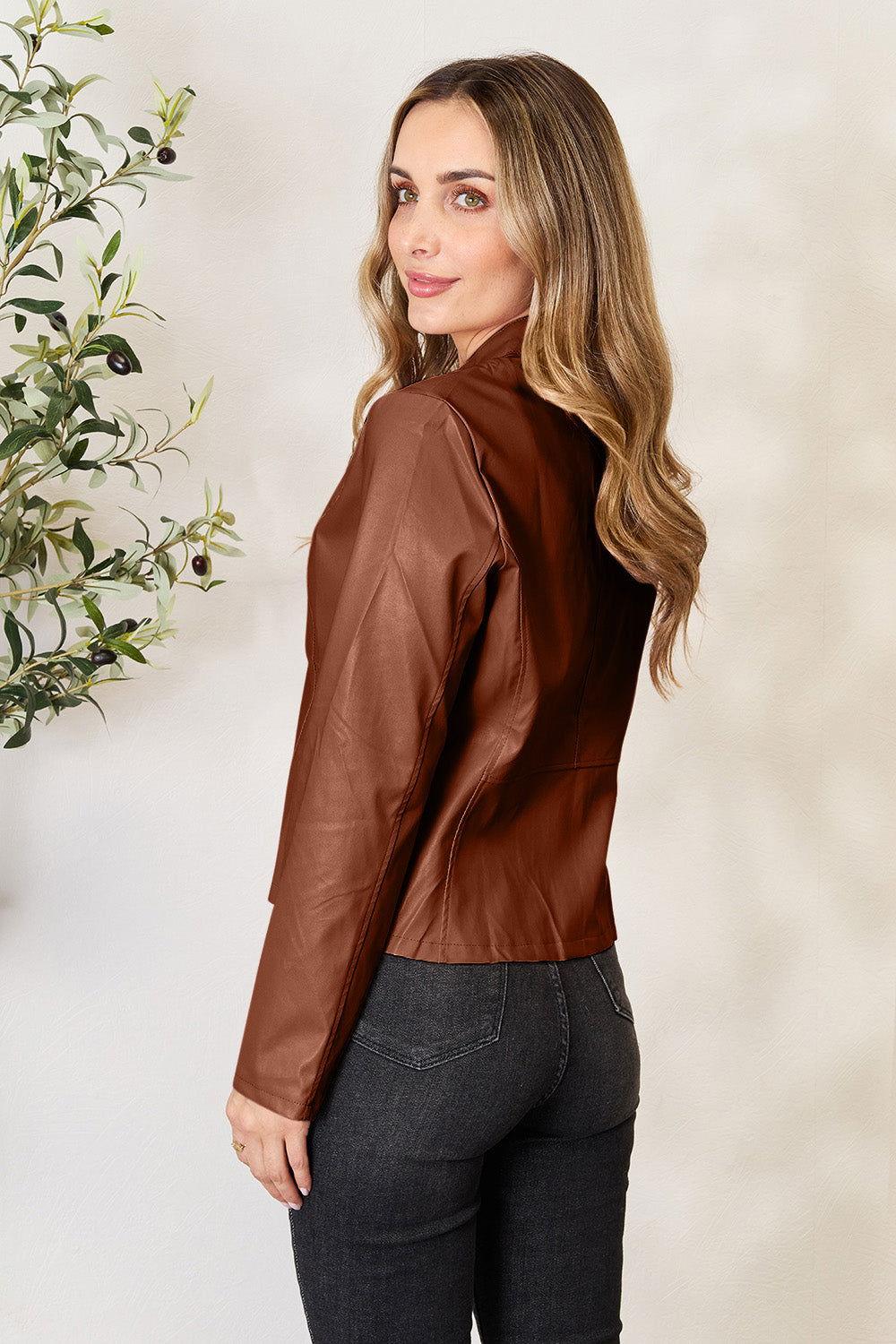 Mock Neck Zip Up Jacket - Clothes For Her Online Store