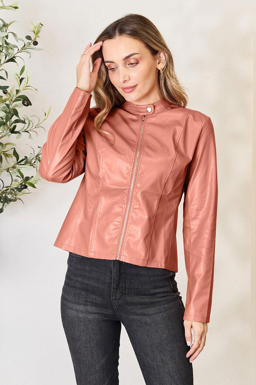 Mock Neck Zip Up Jacket - Clothes For Her Online Store