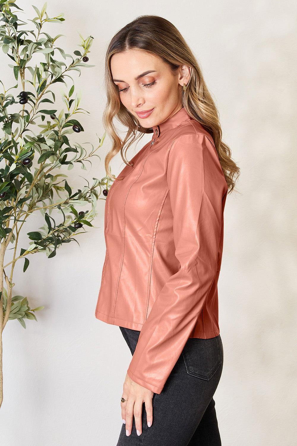Mock Neck Zip Up Jacket - Clothes For Her Online Store