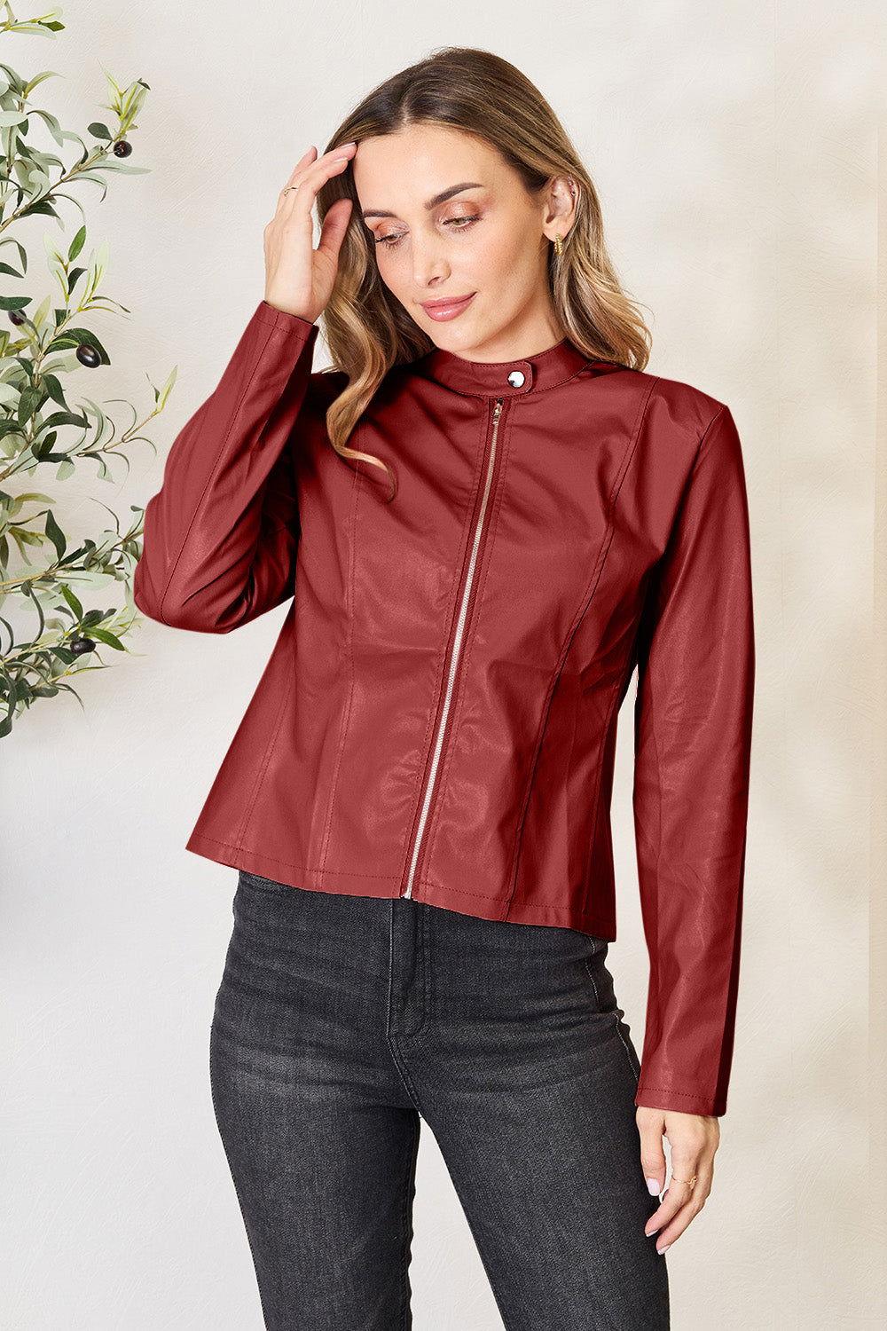 Mock Neck Zip Up Jacket - Clothes For Her Online Store