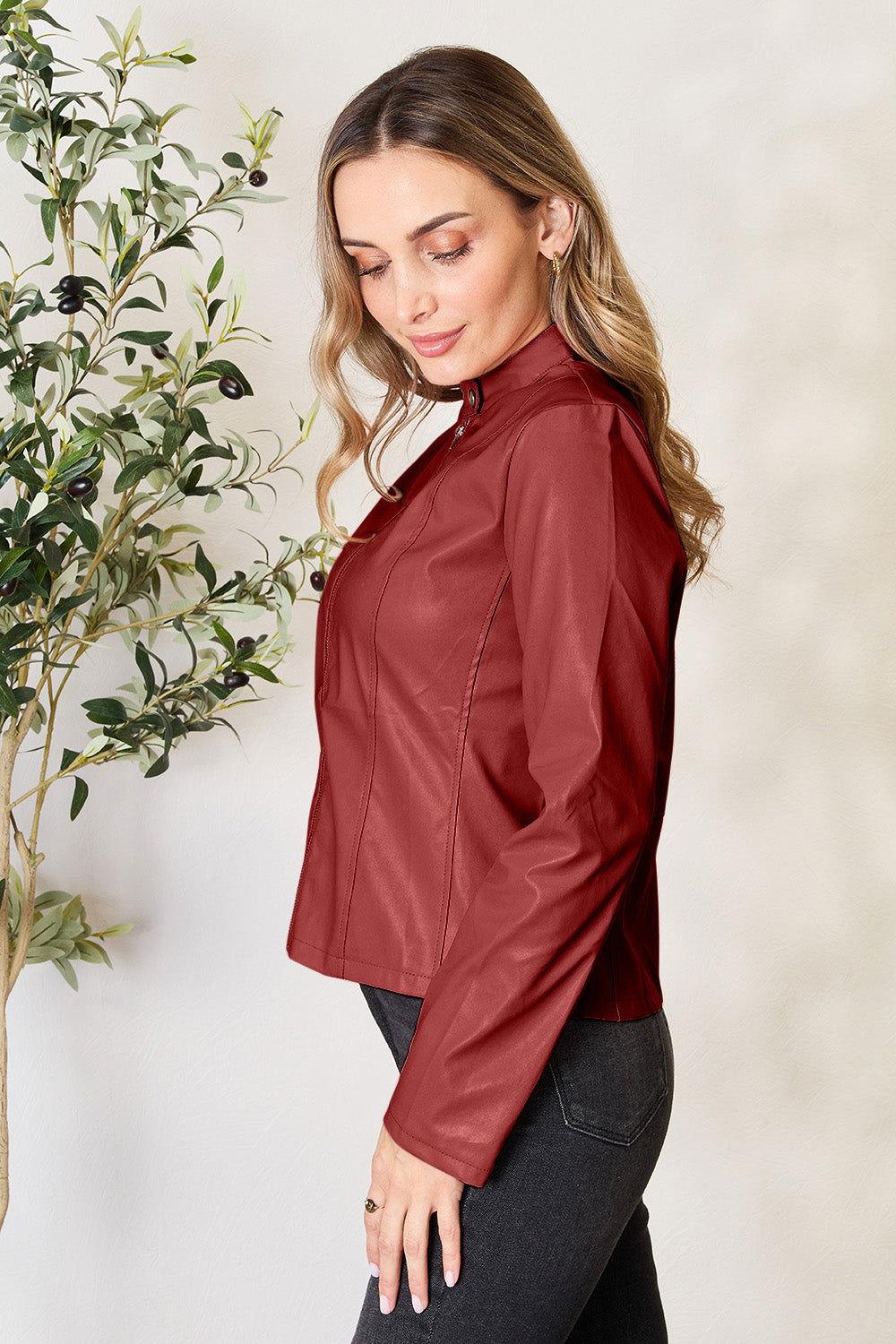 Mock Neck Zip Up Jacket - Clothes For Her Online Store