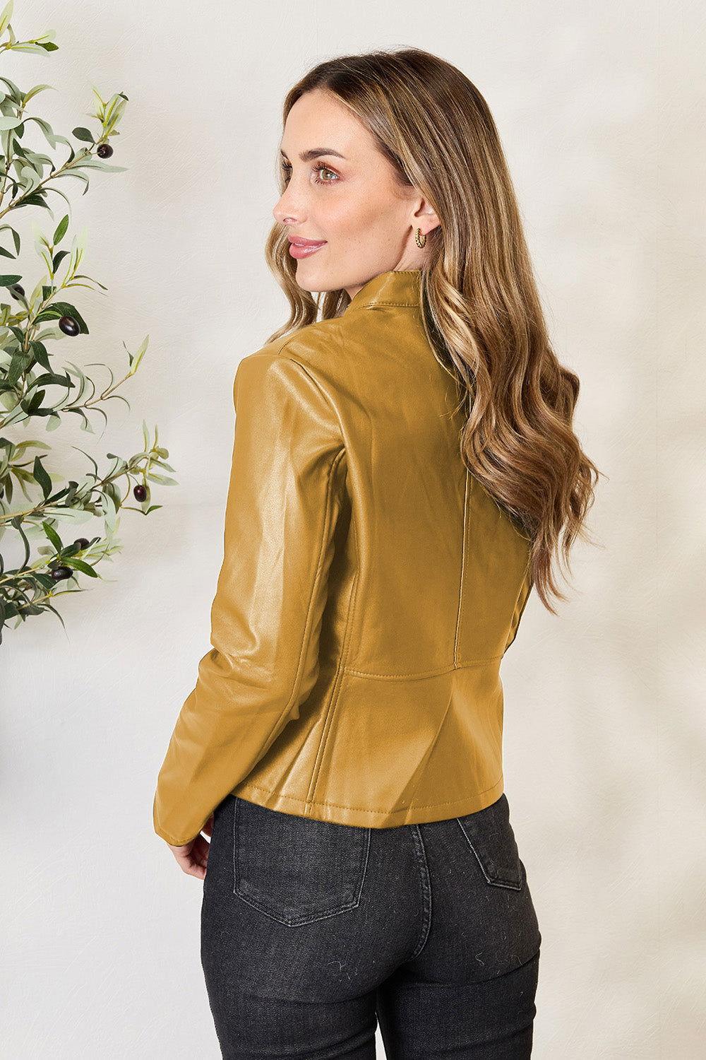 Mock Neck Zip Up Jacket - Clothes For Her Online Store