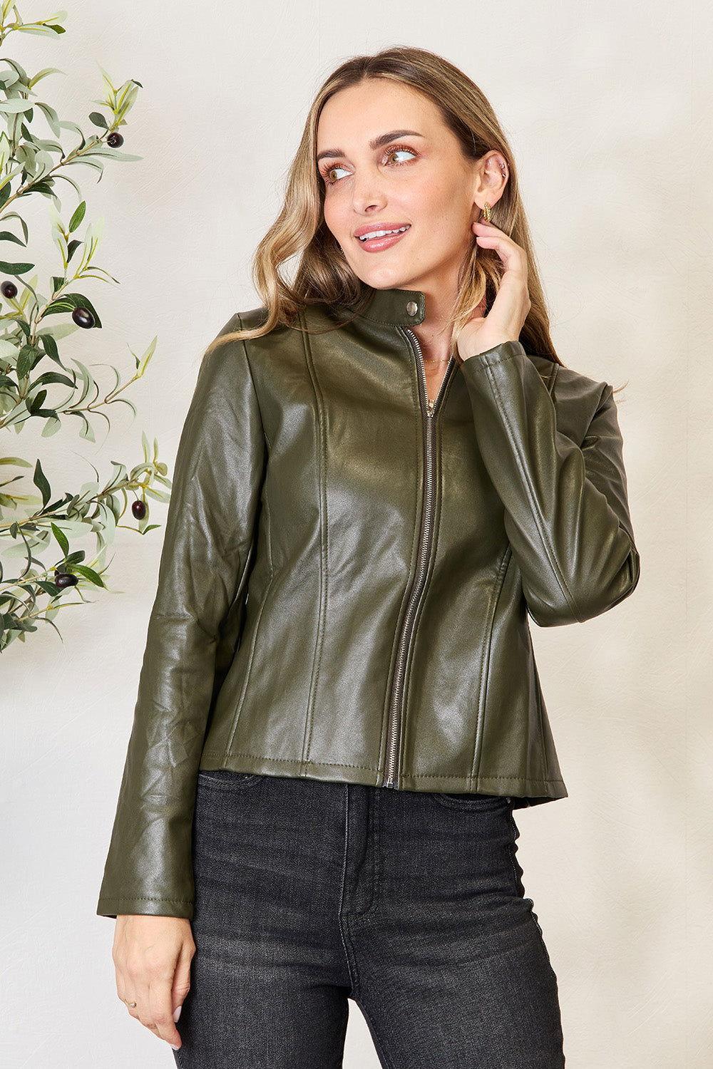 Mock Neck Zip Up Jacket - Clothes For Her Online Store