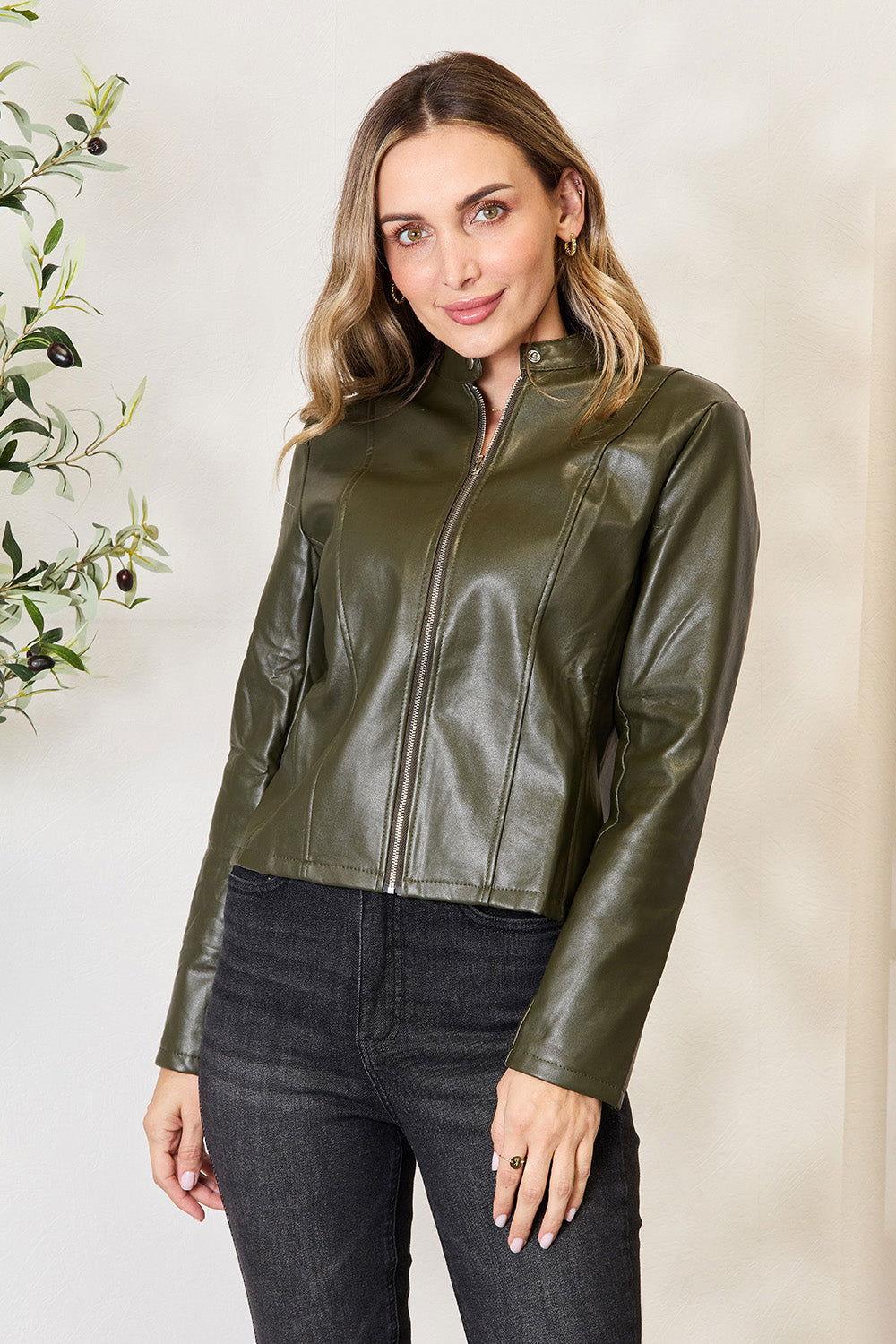 Mock Neck Zip Up Jacket - Clothes For Her Online Store