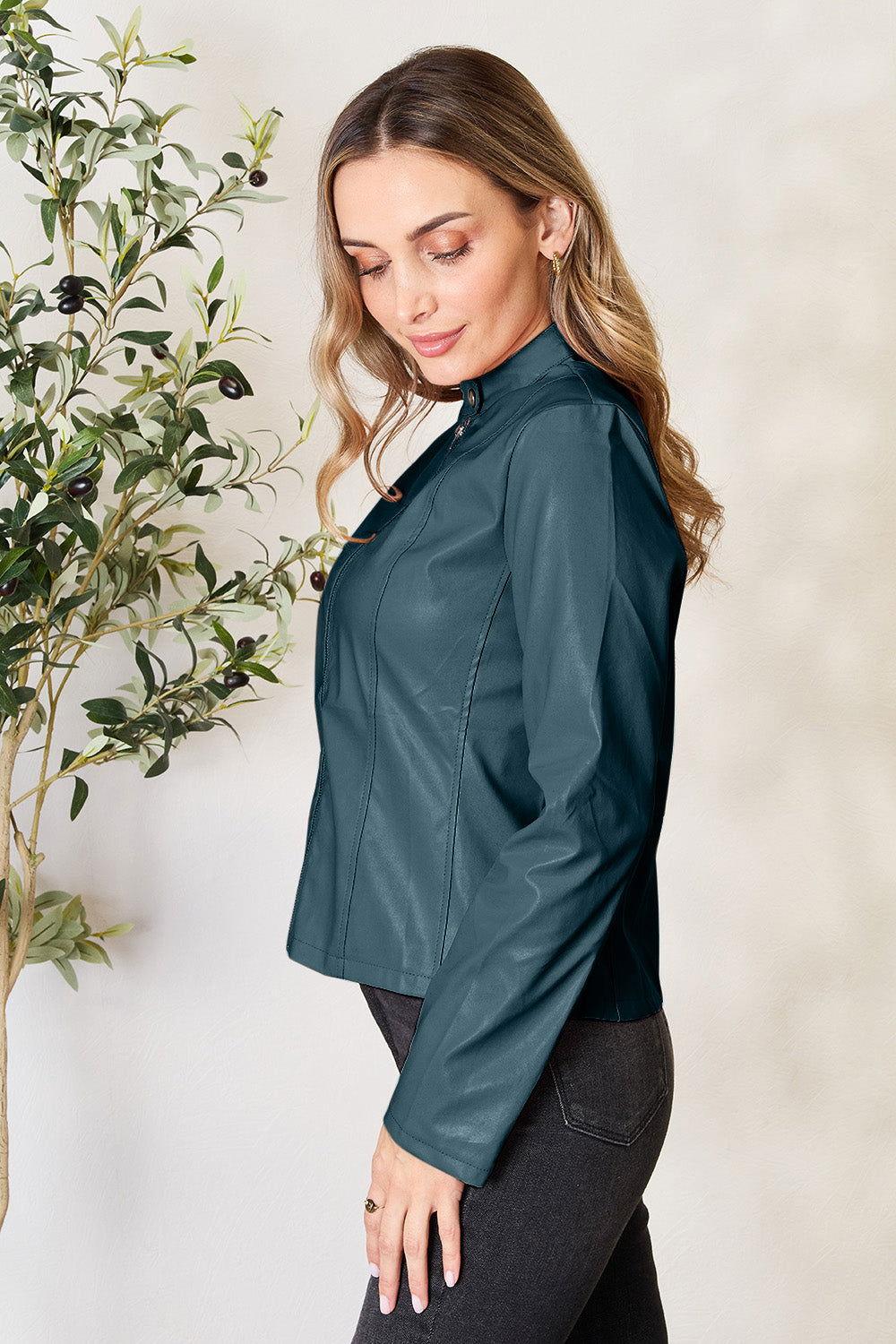 Mock Neck Zip Up Jacket - Clothes For Her Online Store