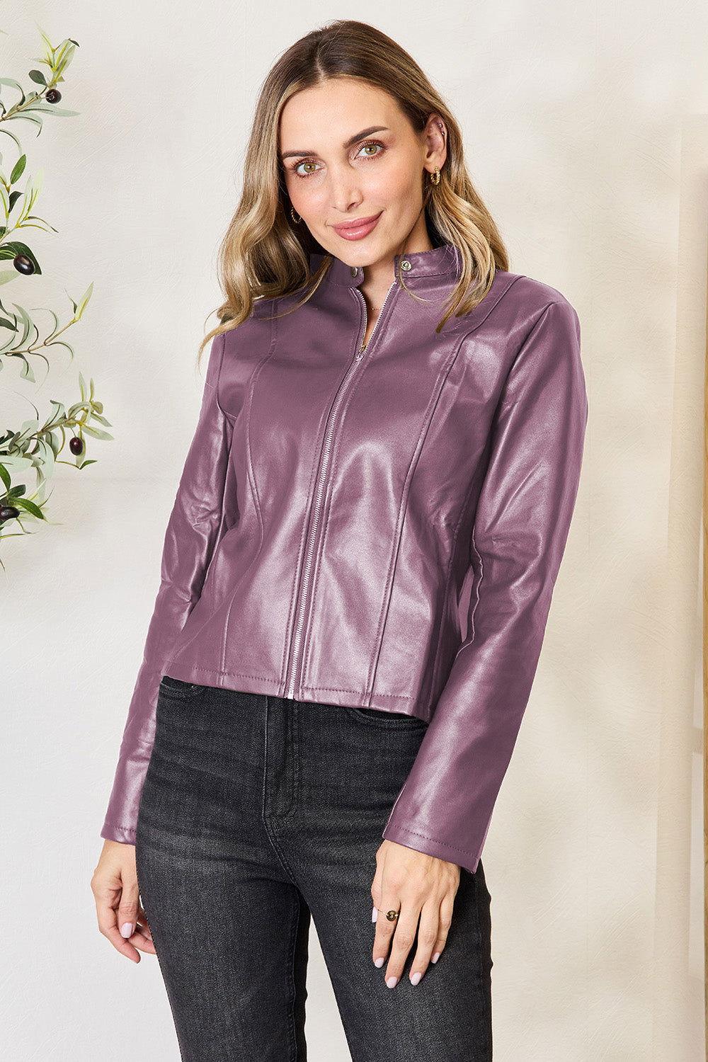 Mock Neck Zip Up Jacket - Clothes For Her Online Store