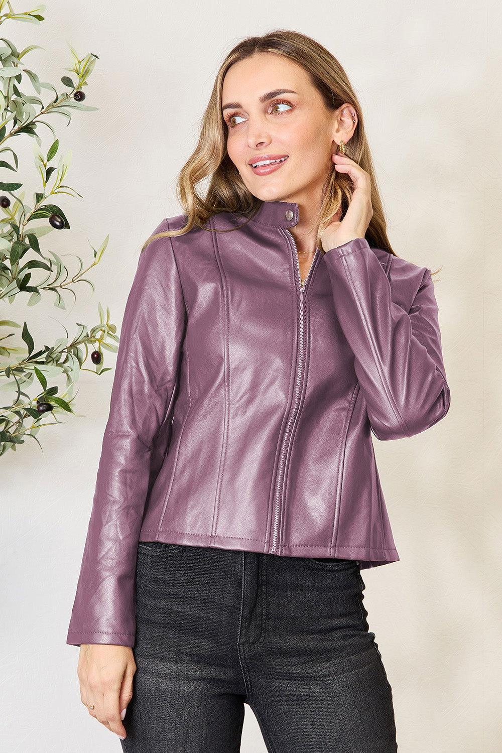 Mock Neck Zip Up Jacket - Clothes For Her Online Store