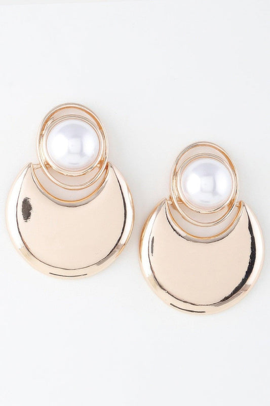 Modern Pearl Crescent Drop Earrings - Clothes For Her Online Store