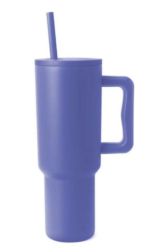 Monochromatic Stainless Steel Tumbler with Matching Straw - Clothes For Her Online Store