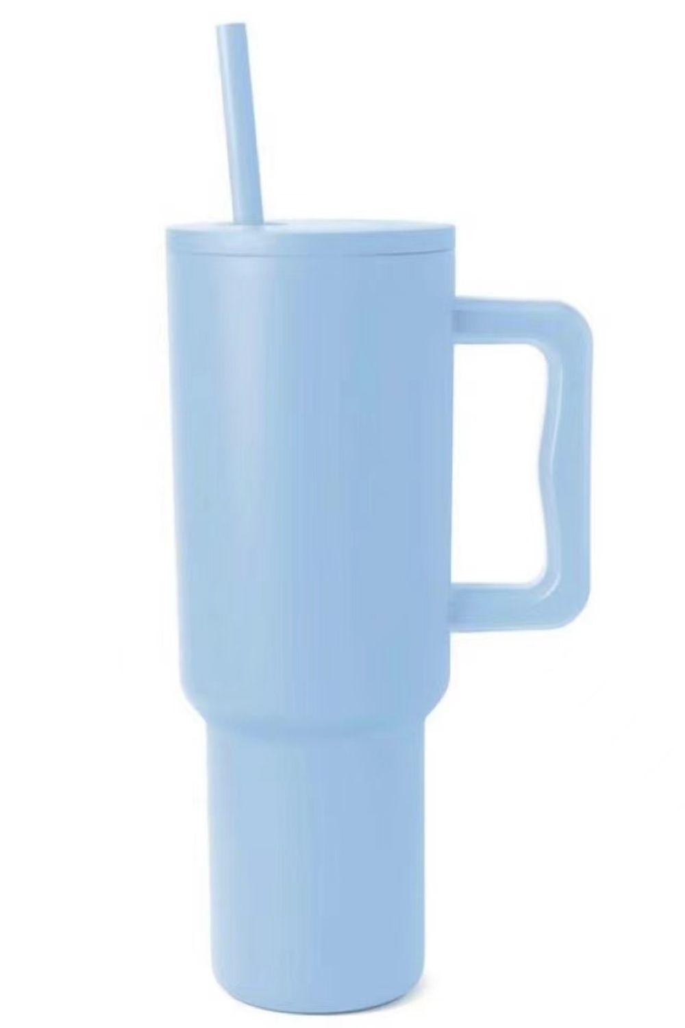 Monochromatic Stainless Steel Tumbler with Matching Straw - Clothes For Her Online Store