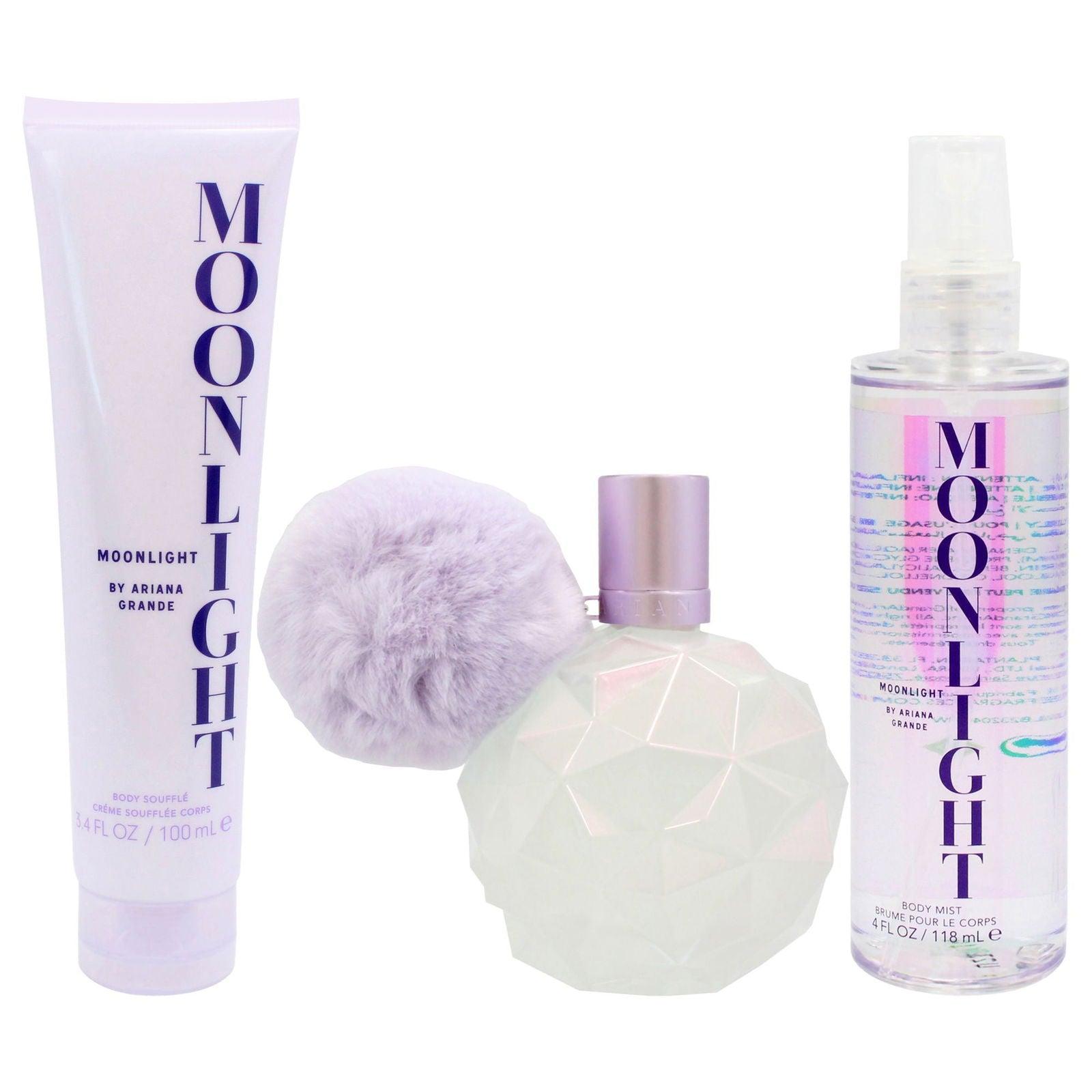 Moonlight by Ariana Grande for Women - 3 Pc Gift Set 3.4oz EDP Spray, 3.4oz Body Souffle, 4oz Body Mist - Clothes For Her Online Store