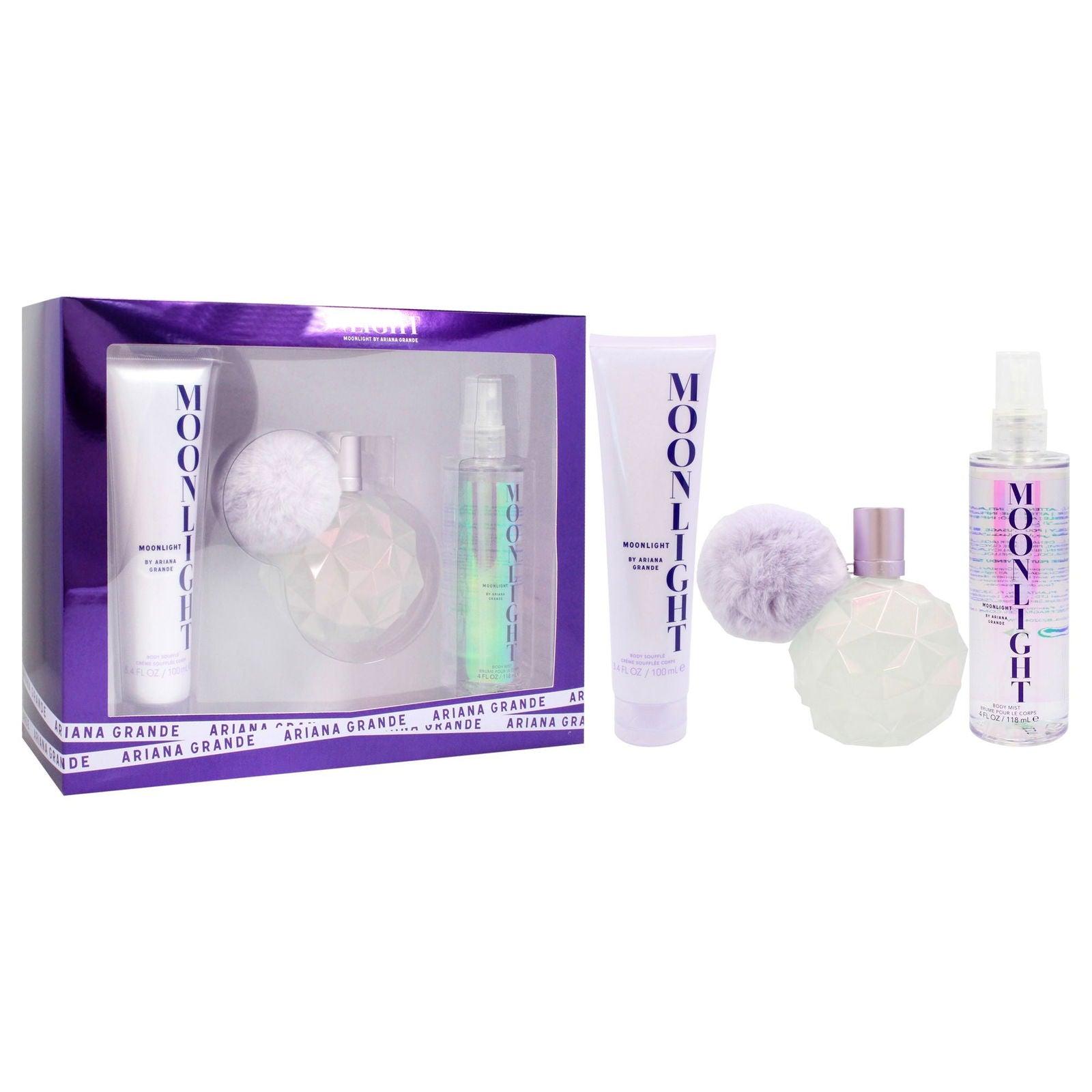 Moonlight by Ariana Grande for Women - 3 Pc Gift Set 3.4oz EDP Spray, 3.4oz Body Souffle, 4oz Body Mist - Clothes For Her Online Store